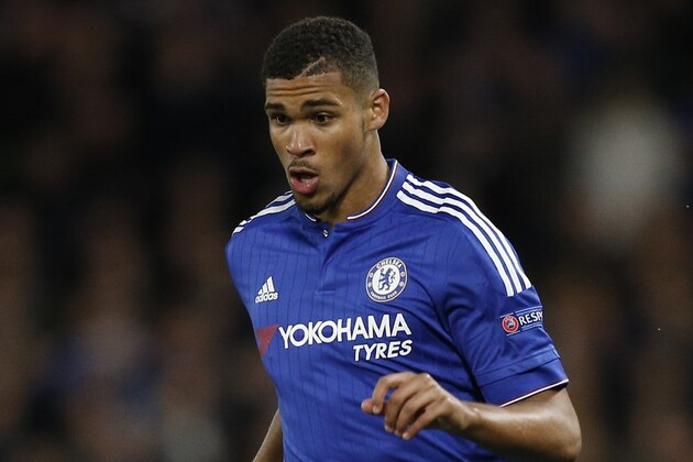 Chelsea's English midfielder Ruben Loftus-Cheek (L) runs with the ball during the UEFA Champions League, group G, football match between Chelsea and Maccabi Tel Aviv at Stamford Bridge in London on September 16, 2015.     AFP PHOTO / ADRIAN DENNIS        (Photo credit should read ADRIAN DENNIS/AFP/Getty Images)