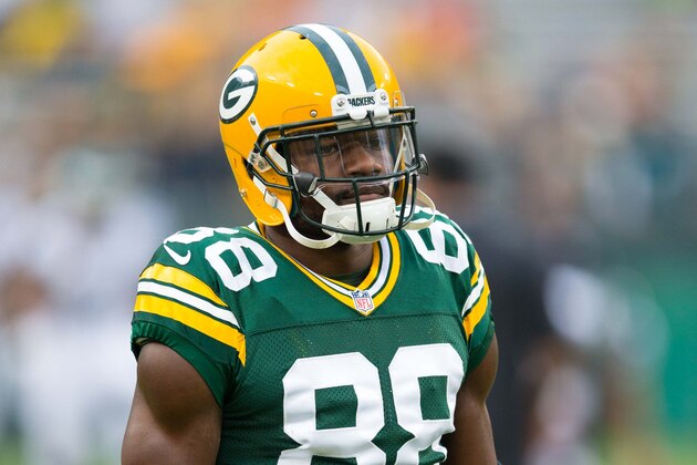 Aug 29, 2015; Green Bay, WI, USA; Green Bay Packers wide receiver Ty Montgomery (88) during warmups prior to the game against the Philadelphia Eagles at Lambeau Field.  Philadelphia won 39-26.  Mandatory Credit: Jeff Hanisch-USA TODAY Sports