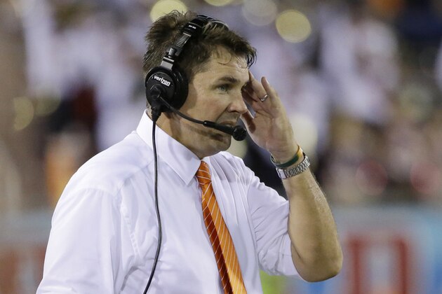 Miami head coach Al Golden wipes his forehead during the second half of an NCAA college football game against Florida Atlantic, in the early morning hours of, Saturday, Sept. 12, 2015, in Boca Raton, Fla. (AP Photo/Wilfredo Lee) Miami head coach Al Golden wipes his forehead during the second half of an NCAA college football game against Florida Atlantic, in the early morning hours of, Saturday, Sept. 12, 2015, in Boca Raton, Fla. (AP Photo/Wilfredo Lee)