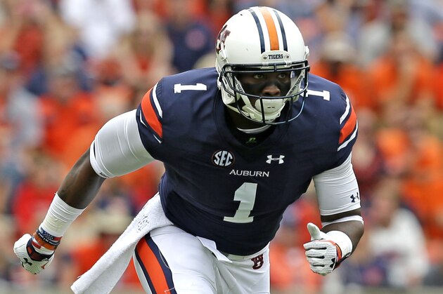 Auburn Tigers wide receiver D'haquille Williams (1) runs his route during the second half of an NCAA college football game against Jacksonville State, Saturday, Sept. 12, 2015, in Auburn, Ala. (AP Photo/Butch Dill)