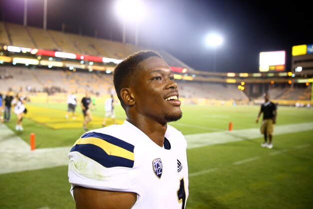 Sep 25, 2014; Tempe, AZ, USA; UCLA Bruins defensive back Ishmael Adams (1) against the Arizona State Sun Devils at Sun Devil Stadium. Mandatory Credit: Mark J. Rebilas-USA TODAY Sports