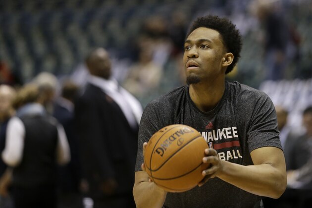 Milwaukee Bucks' Jabari Parker shoots before Game 6 of an NBA basketball first-round playoff series against the Chicago Bulls Thursday, April 30, 2015, in Milwaukee.
