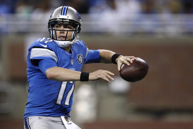 Sep 3, 2015; Detroit, MI, USA; Detroit Lions quarterback Kellen Moore (17) throws the ball during the fourth quarter of a preseason NFL football game against the Buffalo Bills at Ford Field. Lions beat the Bills 17-10. Mandatory Credit: Raj Mehta-USA TODAY Sports