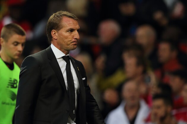 MANCHESTER, ENGLAND - SEPTEMBER 12:  Brendan Rodgers the head coach / manager of Liverpool after the 3-1 defeat at the Barclays Premier League match between Manchester United and Liverpool on September 12, 2015 in Manchester, United Kingdom.  (Photo by Matthew Ashton - AMA/Getty Images)
