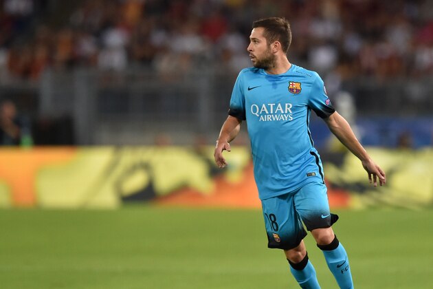 ROME, ITALY - SEPTEMBER 16:  Jordi Alba of FC Barcelona in action during the UEFA Champions League Group E match between AS Roma and FC Barcelona, at Olimpico Stadium on September 16, 2015 in Rome, Italy.  (Photo by Giuseppe Bellini/Getty Images)