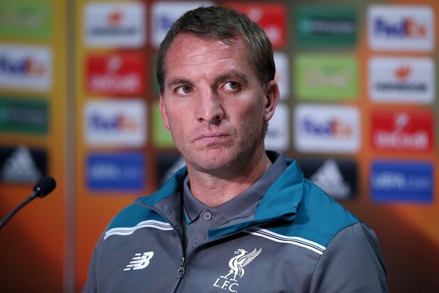 BORDEAUX, FRANCE - SEPTEMBER 16: Liverpool's Head Coach Brendan Rodgers during the press conference of Liverpool FC at the Matmut Stadium ahead their Europa League game against FC Girondins de Bordeaux on September 16, 2015 in Bordeaux, France.  (Photo by Romain Perrocheau/Getty Images)
