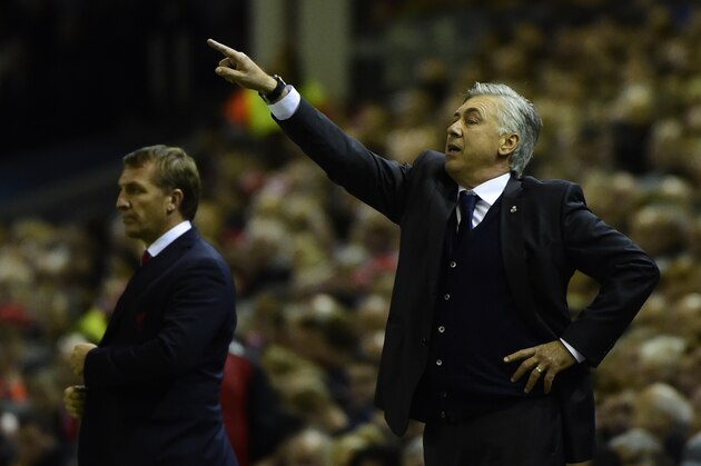 Real Madrid's Italian coach Carlo Ancelotti gestures from the touchline during the UEFA Champions League, group B, football match between Liverpool and Real Madrid at Anfield in Liverpool, northwest England, on October 22, 2014. AFP PHOTO / PIERRE-PHILIPPE MARCOU        (Photo credit should read PIERRE-PHILIPPE MARCOU/AFP/Getty Images)