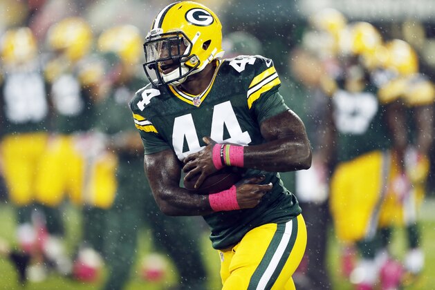 Green Bay Packers' James Starks before an NFL football game Thursday, Oct. 2, 2014, in Green Bay, Wis. (AP Photo/Mike Roemer)