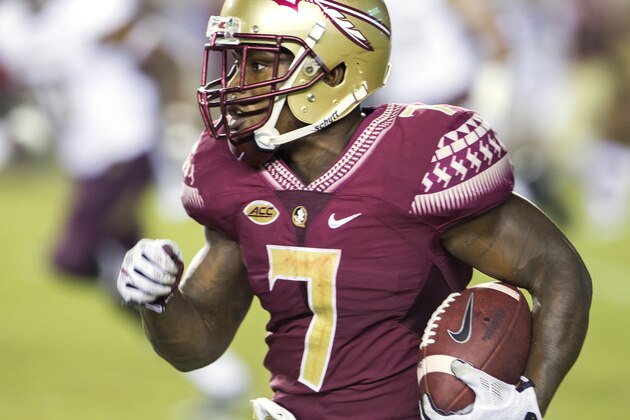 Florida State running back Mario Pender returns a kick in the second half of an NCAA college football game against Texas State in Tallahassee, Fla., Saturday, Sept. 5, 2015.  Florida State defeated Texas State 59-16. (AP Photo/Mark Wallheiser)