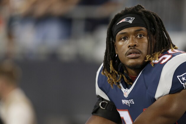 New England Patriots' Dont'a Hightower (54) on the sidelines against the Carolina Panthers during the first half of an NFL preseason football game in Charlotte, N.C., Friday, Aug. 28, 2015. The Patriots won 17-16. (AP Photo/Bob Leverone)