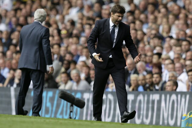 Tottenham manager Mauricio Pochettino shouts during the English Premier League soccer match between Tottenham Hotspur and Stoke City at White Hart Lane, London, Saturday, Aug. 15, 2015. (AP Photo/Tim Ireland) Tottenham manager Mauricio Pochettino shouts during the English Premier League soccer match between Tottenham Hotspur and Stoke City at White Hart Lane, London, Saturday, Aug. 15, 2015. (AP Photo/Tim Ireland)