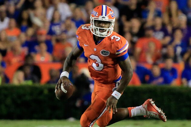 GAINESVILLE, FL - SEPTEMBER 12:  Treon Harris #3 of the Florida Gators scrambles for yardage during the game against the East Carolina Pirates at Ben Hill Griffin Stadium on September 12, 2015 in Gainesville, Florida.  (Photo by Sam Greenwood/Getty Images)