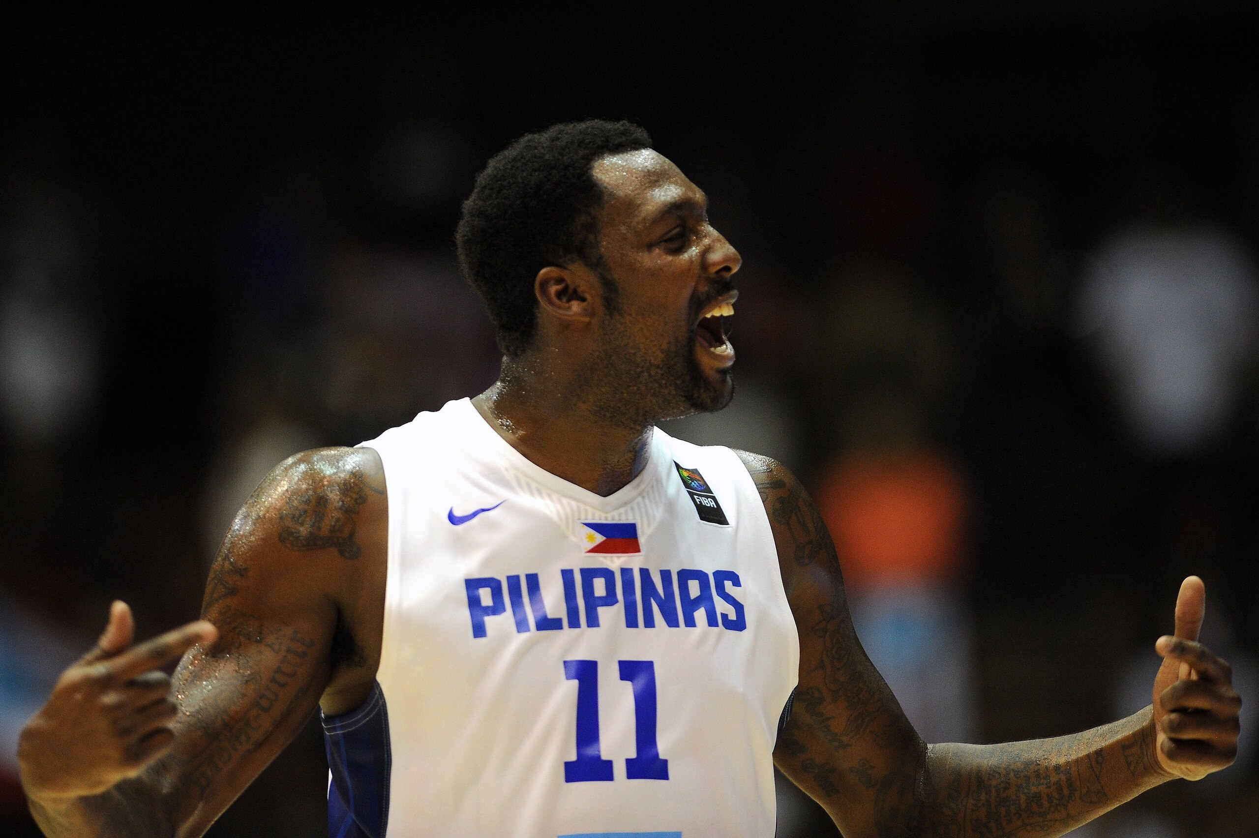 Philippines' centre Andray Blatche gestures during the 2014 FIBA World basketball championships group B match Philippines vs Puerto Rico at the Palacio Municipal de Deportes in Sevilla on September 3, 2014. AFP PHOTO/ CRISTINA QUICLER (Photo credit should read CRISTINA QUICLER/AFP/Getty Images) Philippines' centre Andray Blatche gestures during the 2014 FIBA World basketball championships group B match Philippines vs Puerto Rico at the Palacio Municipal de Deportes in Sevilla on September 3, 2014. AFP PHOTO/ CRISTINA QUICLER (Photo credit should read CRISTINA QUICLER/AFP/Getty Images)