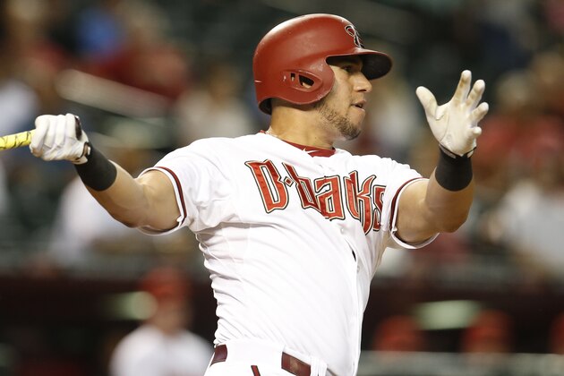 Arizona Diamondbacks left fielder David Peralta (6) in the first inning during a baseball game against the San Diego Padres, Tuesday, Sept. 15, 2015, in Phoenix. (AP Photo/Rick Scuteri)