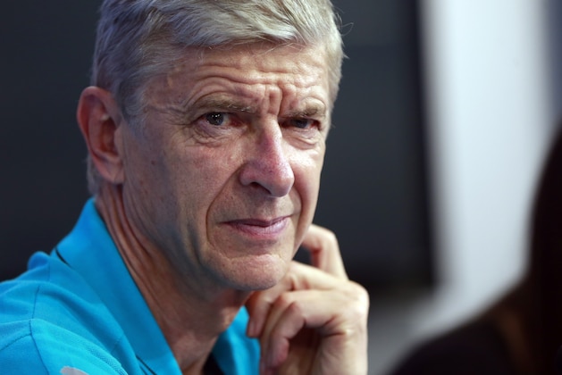 Arsenal's manager Arsene Wenger attends a news conference in Zagreb, Croatia, on Tuesday, Sept. 15, 2015. Arsenal will play Dinamo Zagreb in a Champions League soccer match on Wednesday, Sept. 16.  (AP Photo/Darko Bandic)