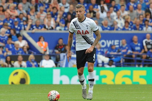 Tottenham’s Toby Alderweireld during the English Premier League soccer match between Leicester City and Tottenham Hotspur at the King Power Stadium, Leicester, England, Saturday, Aug. 22, 2015. (AP Photo/Rui Vieira)