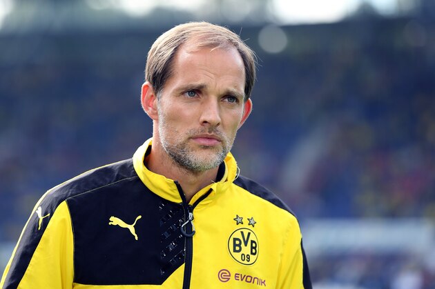 Dortmund's head coach Thomas Tuchel is pictured prior to the start of the German first division Bundesliga football match Hannover 96 v Borussia Dortmund, in Hanover, on September 12, 2015.  AFP PHOTO /  RONNY HARTMANN

RESTRICTIONS: DURING MATCH TIME: DFL RULES TO LIMIT THE ONLINE USAGE TO 15 PICTURES PER MATCH AND FORBID IMAGE SEQUENCES TO SIMULATE VIDEO. 
== RESTRICTED TO EDITORIAL USE ==
FOR FURTHER QUERIES PLEASE CONTACT DFL DIRECTLY AT + 49 69 650050.        (Photo credit should read RONNY HARTMANN/AFP/Getty Images)