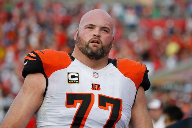 Nov 30, 2014; Tampa, FL, USA; Cincinnati Bengals tackle Andrew Whitworth (77) against the Tampa Bay Buccaneers during the second half  at Raymond James Stadium. Cincinnati Bengals defeated the Tampa Bay Buccaneers 14-13. Mandatory Credit: Kim Klement-USA TODAY Sports