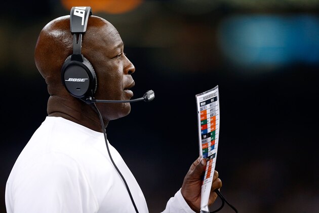 NEW ORLEANS, LA - SEPTEMBER 20:  Head coach Lovie Smith of the Tampa Bay Buccaneers watches action during the first quarter of a game against the New Orleans Saints at the Mercedes-Benz Superdome on September 20, 2015 in New Orleans, Louisiana.  (Photo by Wesley Hitt/Getty Images)