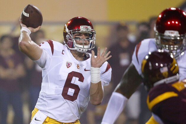 Southern California's Cody Kessler (6) throws a touchdown pass during the first half of an NCAA college football game against Arizona State on Saturday, Sept. 26, 2015, in Tempe, Ariz. (AP Photo/Ross D. Franklin) Southern California's Cody Kessler (6) throws a touchdown pass during the first half of an NCAA college football game against Arizona State on Saturday, Sept. 26, 2015, in Tempe, Ariz. (AP Photo/Ross D. Franklin)
