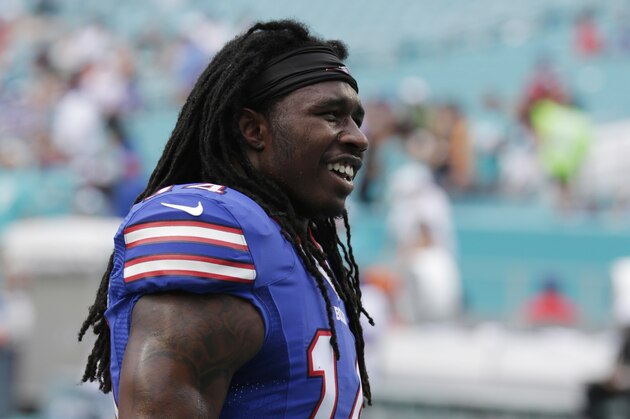 Buffalo Bills wide receiver Sammy Watkins (14) stands on the field before an NFL football game against the Miami Dolphins, Sunday, Sept. 27, 2015 in Miami Gardens, Fla. (AP Photo/Lynne Sladky)