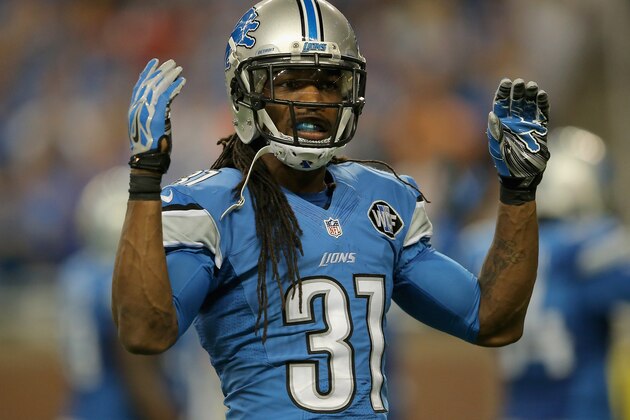 DETROIT, MI - SEPTEMBER 27: Rashean Mathis #31 of the Detroit Lions encourages the crown to make noise while playing the Denver Broncos at Ford Field on September 27, 2014 in Detroit, Michigan. (Photo by Doug Pensinger/Getty Images)