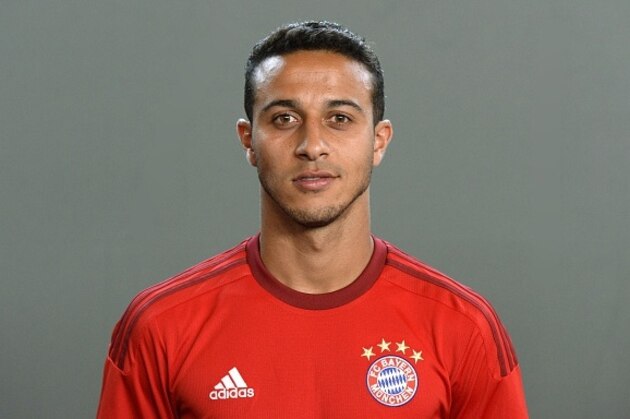 Bayern Munich's Spanish midfielder Thiago Alcantara poses during the team presentation of the German first division Bundesliga team FC Bayern Munich at the trainings area in Munich, southern Germany, on July 16, 2015. AFP PHOTO / CHRISTOF STACHE        (Photo credit should read CHRISTOF STACHE/AFP/Getty Images)