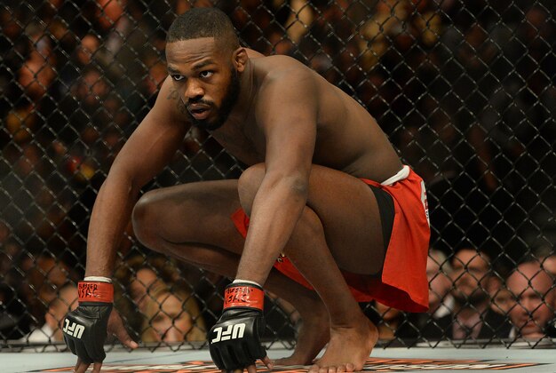 Jan 3, 2015; Las Vegas, NV, USA; Jon Jones (red gloves) in his light heavyweight title fight at UFC 182 at MGM Grand Garden Arena. Mandatory Credit: Jayne Kamin-Oncea-USA TODAY Sports