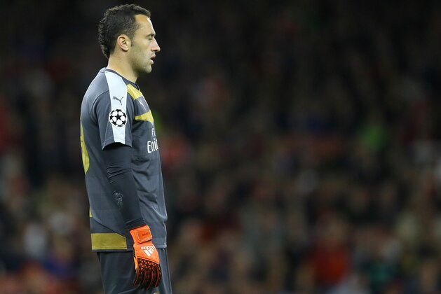Arsenal goalkeeper David Ospina looks on during the Champions League Group F soccer match between Arsenal and Olympiakos at Emirates stadium in London Tuesday, Sept. 29, 2015. (AP Photo/Kirsty Wigglesworth)