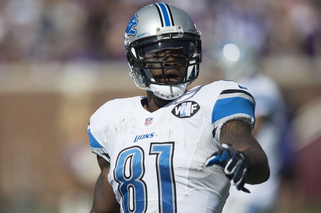 MINNEAPOLIS, MN - SEPTEMBER 20: Calvin Johnson #81 of the Detroit Lions lines up during an NFL game against the Minnesota Vikings at TCF Bank Stadium September 20, 2015 in Minneapolis, Minnesota.  (Photo by Tom Dahlin/Getty Images)
