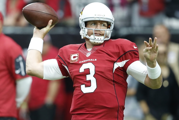 Arizona Cardinals quarterback Carson Palmer (3) against the San Francisco 49ers during the first half of an NFL football game, Sunday, Sept. 27, 2015, in Glendale, Ariz.  (AP Photo/Rick Scuteri)