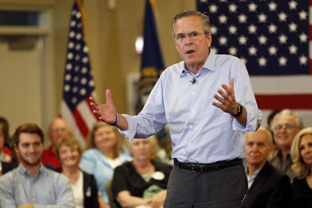 Republican presidential candidate former Florida Gov. Jeb Bush speaks during a campaign stop Wednesday, Sept. 30, 2015, in Bedford, N.H. (AP Photo/Jim Cole) Republican presidential candidate former Florida Gov. Jeb Bush speaks during a campaign stop Wednesday, Sept. 30, 2015, in Bedford, N.H. (AP Photo/Jim Cole)