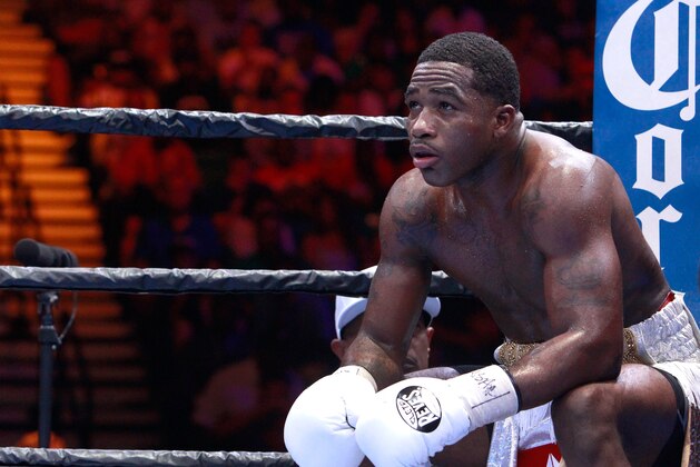 LAS VEGAS, NV - JUNE 20:  Adrien Broner waits in his corner before the start of a round during his welterweight fight against Shawn Porter at MGM Grand Garden Arena on June 20, 2015 in Las Vegas, Nevada. Porter won the fight by unanimous decision.  (Photo by Steve Marcus/Getty Images)