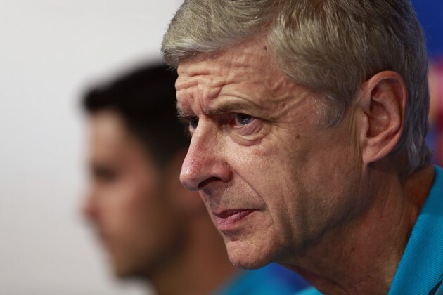Arsenal's manager Arsene Wenger attends a news conference in Zagreb, Croatia, on Tuesday, Sept. 15, 2015. Arsenal will play Dinamo Zagreb in a Champions League soccer match on Wednesday, Sept. 16.  (AP Photo/Darko Bandic)