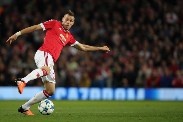 MANCHESTER, ENGLAND - SEPTEMBER 30: Morgan Schneiderlin of Manchester United during the UEFA Champions League match between Manchester United and Wolfsburg at Old Trafford on September 30, 2015 in Manchester, United Kingdom. (Photo by Matthew Ashton - AMA/Getty Images)