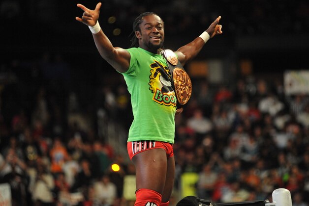 ATLANTA, GA - OCTOBER 31: Kofi Kingston celebrates during the WWE Monday Night Raw Supershow Halloween event at the Philips Arena on October 31, 2011 in Atlanta, Georgia. (Photo by Moses Robinson/Getty Images)