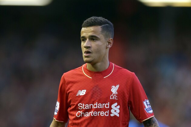 Liverpool's Philippe Coutinho in action during their English Premier League soccer match against Bournemouth at Anfield in Liverpool, England, Monday Aug. 17, 2015. (AP Photo/Clint Hughes)