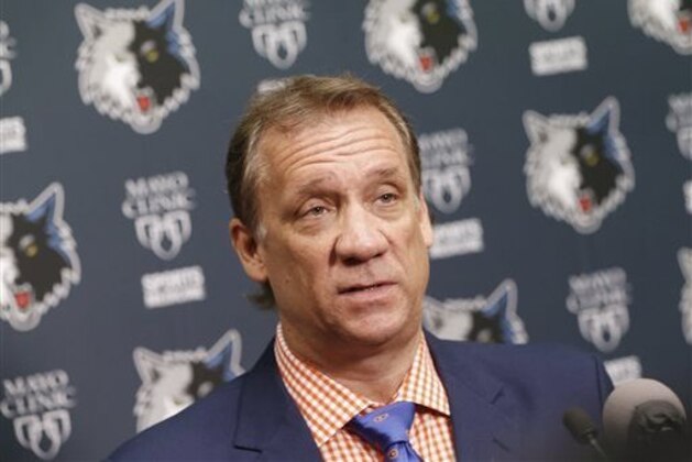 FILE - This is a June 25, 2015, file photo showing Minnesota Timberwolves president and coach Flip Saunders addressing the media during an NBA basketball news conference in Minneapolis. Saunders says he is being treated for cancer. Saunders announced Tuesday, Aug. 11, 2015, that he has been undergoing chemotherapy treatments for Hodgkin's lymphoma. He says his doctors are calling it