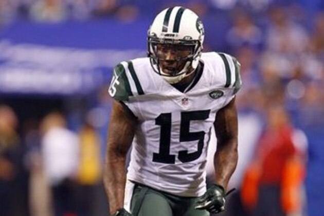 New York Jets wide receiver Brandon Marshall (15) lines up against the Indianapolis Colts during an NFL football game in Indianapolis, Monday, Sept. 21, 2015. (Jeff Haynes/AP Images for Panini)