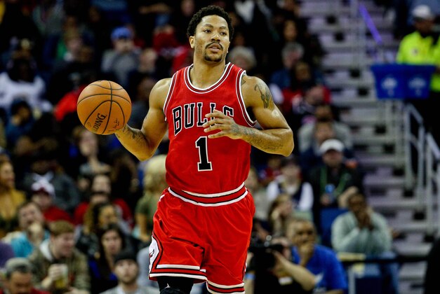 Feb 7, 2015; New Orleans, LA, USA; Chicago Bulls guard Derrick Rose (1) against the New Orleans Pelicans during the second quarter of a game at the Smoothie King Center. Mandatory Credit: Derick E. Hingle-USA TODAY Sports