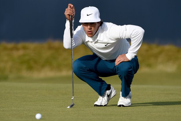 ST ANDREWS, SCOTLAND - OCTOBER 03:  Thorbjorn Olesen of Denmark lines up his putt on the 17th green during the third round of the 2015 Alfred Dunhill Links Championship at The Old Course on October 3, 2015 in St Andrews, Scotland.  (Photo by Ross Kinnaird/Getty Images)