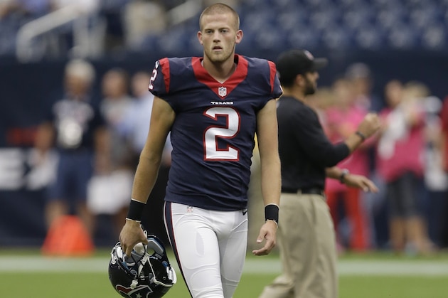 Houston Texans' Chris Boswell (2) before an NFL football preseason game against the San Francisco 49ers, Thursday, Aug. 28, 2014, in Houston. (AP Photo/David J. Phillip)