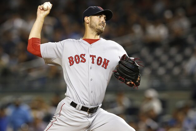 Boston Red Sox pitcher Rick Porcello delivers in the first inning of a baseball game against the New York Yankees in New York, Tuesday, Sept. 29, 2015.  (AP Photo/Kathy Willens)