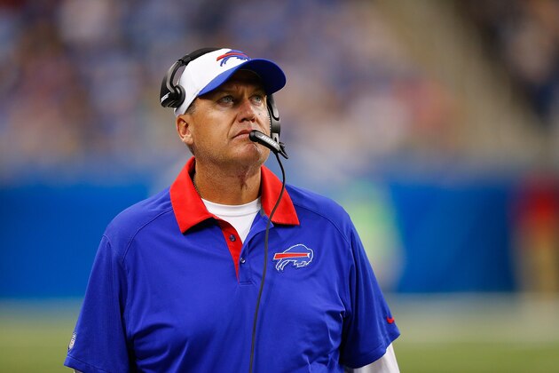 DETROIT, MI - SEPTEMBER 3: Head football coach Rex Ryan watches the action during the second quarter of the preseason game against the Detroit Lions on September 3, 2015 at Ford Field Detroit, Michigan. (Photo by Leon Halip/Getty Images)