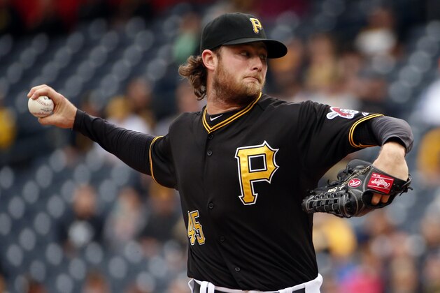 Pittsburgh Pirates starting pitcher Gerrit Cole delivers in the first inning of a baseball game against the St. Louis Cardinals in Pittsburgh, Wednesday, Sept. 30, 2015. (AP Photo/Gene J. Puskar)
