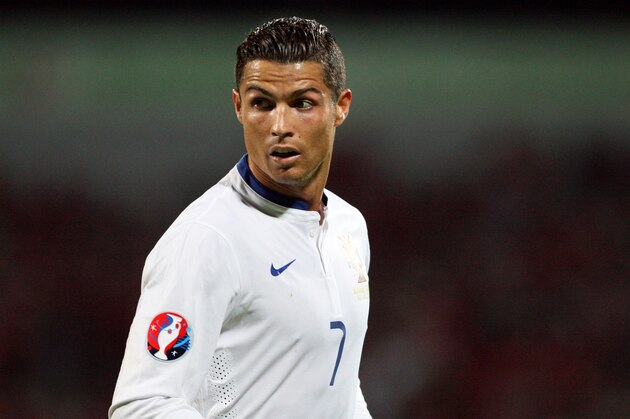 Portugal's Cristiano Ronaldo reacts during the Euro 2016 qualifying football match between Albania and Portugal at the Elbasan Arena in Elbasan on September 7, 2015. Portugal defeated Albania 1-0. AFP PHOTO / GENT SHKULLAKU        (Photo credit should read GENT SHKULLAKU/AFP/Getty Images)