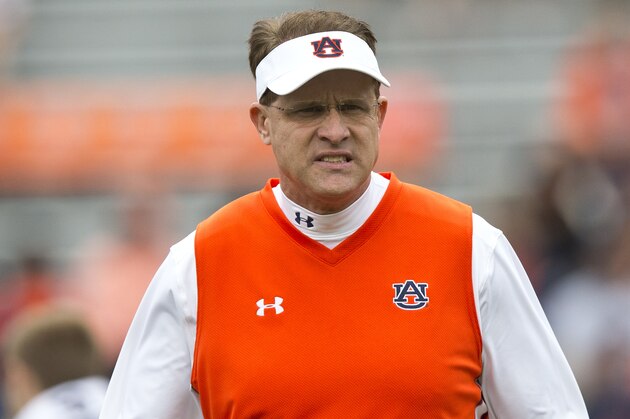 Auburn head coach Gus Malzahn watches his players before an NCAA college football game against San Jose State, Saturday, Oct. 3, 2015, in Auburn, Ala. (AP Photo/Brynn Anderson)