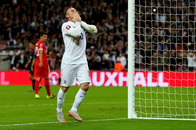 LONDON, ENGLAND - SEPTEMBER 08:  Wayne Rooney of England celebrates after he scores a goal to make it 2-0 and become England's top goalscorer during the UEFA Euro 2016 Qualifier Group E match between England and Switzerland at Wembley Stadium on September 8, 2015 in London, United Kingdom.  (Photo by Catherine Ivill - AMA/Getty Images)