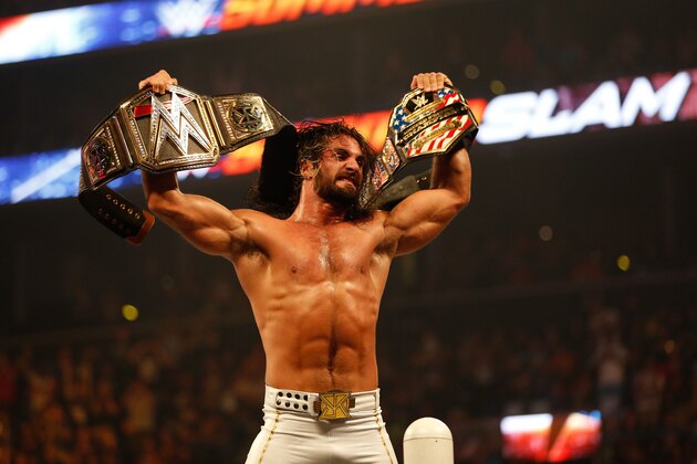 NEW YORK, NY - AUGUST 23: Seth Rollins celebrates his victory over John Cena at the WWE SummerSlam 2015 at Barclays Center of Brooklyn on August 23, 2015 in New York City. (Photo by JP Yim/Getty Images) NEW YORK, NY - AUGUST 23: Seth Rollins celebrates his victory over John Cena at the WWE SummerSlam 2015 at Barclays Center of Brooklyn on August 23, 2015 in New York City. (Photo by JP Yim/Getty Images)
