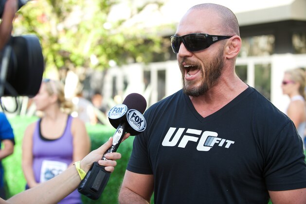 LAS VEGAS, NV - JULY 4:  UFC FIT coach Mike Dolce is interviewed at the first annual Ulti-man 5K run during UFC International Fight Week at Hogs and Heifers on July 4, 2014 in Las Vegas, Nevada. Proceeds will help support Three Square Food Bank. (Photo by Al Powers/Zuffa LLC/Zuffa LLC via Getty Images)